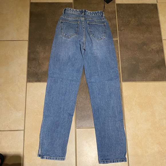 PETITE mid blue ripped split hem jeans - Picture 4 of 6